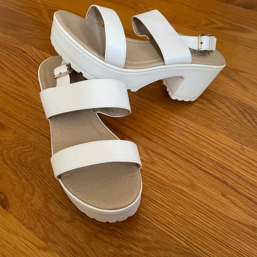 Chunky white sandals
